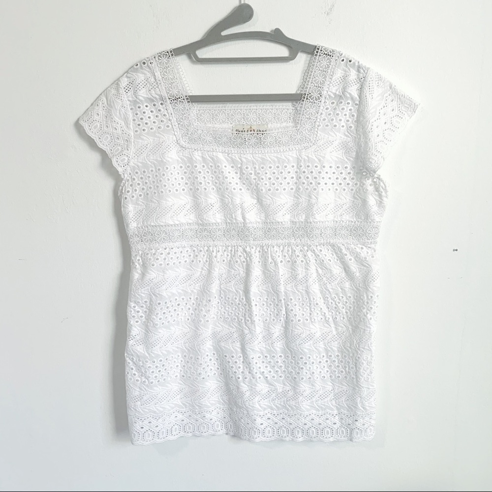 Paola Poggi Lace Crochet Square Neck Blouse